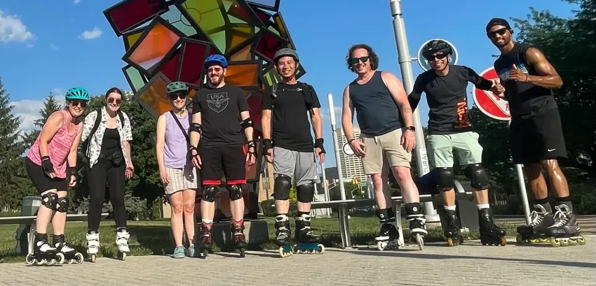 Group photo from the weekly skate